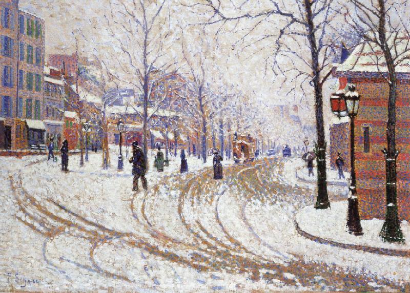 Paul Signac snow boulevard de clichy pa ris Norge oil painting art